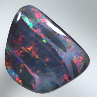 SOLID BOULDER OPAL Banded pattern, bright red rolling flashes 
